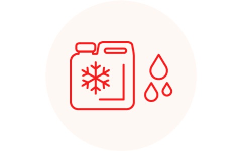 Mistura correta de água e etileno ou propileno